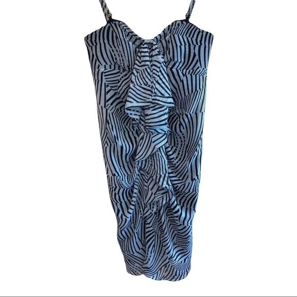 Ted Baker Emidius Zebra Print Silk Strapless Dress EUC - Picture 2 of 11